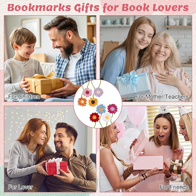Crochet Bookmarks for Women & Book Lovers, Cute Flower Page Markers for - Image 6