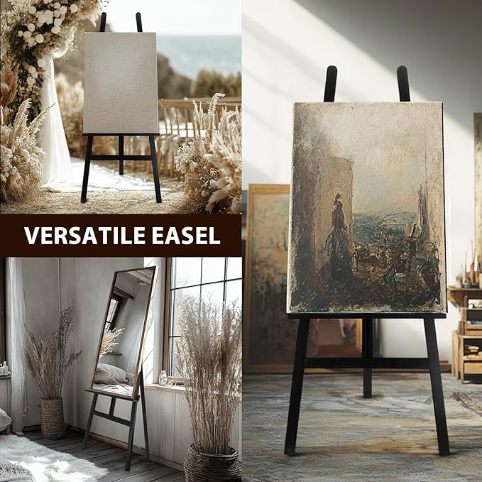 Stuelloaf Large A-Frame Wooden Painting Display Black Easel, Large Adjustable - Image 3