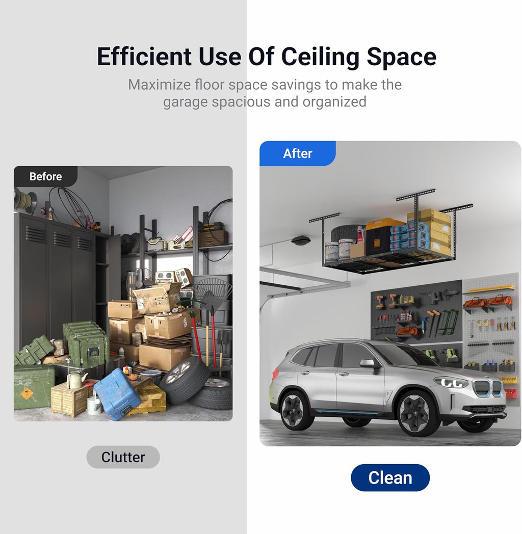 fleximounts 3x6 overhead garage ceiling storage rack, 2 showing dimensions