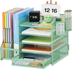 Marbrasse Desk Organizer with File Holder, 5-Tier Paper Letter Tray Organizer