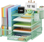 Marbrasse Desk Organizer with File Holder, 5-Tier Paper Letter Tray Organizer by Marbrasse