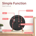 Analog Alarm Clock, 4 inch Super Silent Non Ticking Small Clock - Image 6