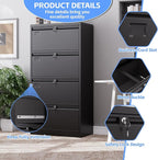 SUXXAN 4 Drawer File Cabinet, Lateral Filing Cabinet - Image 4