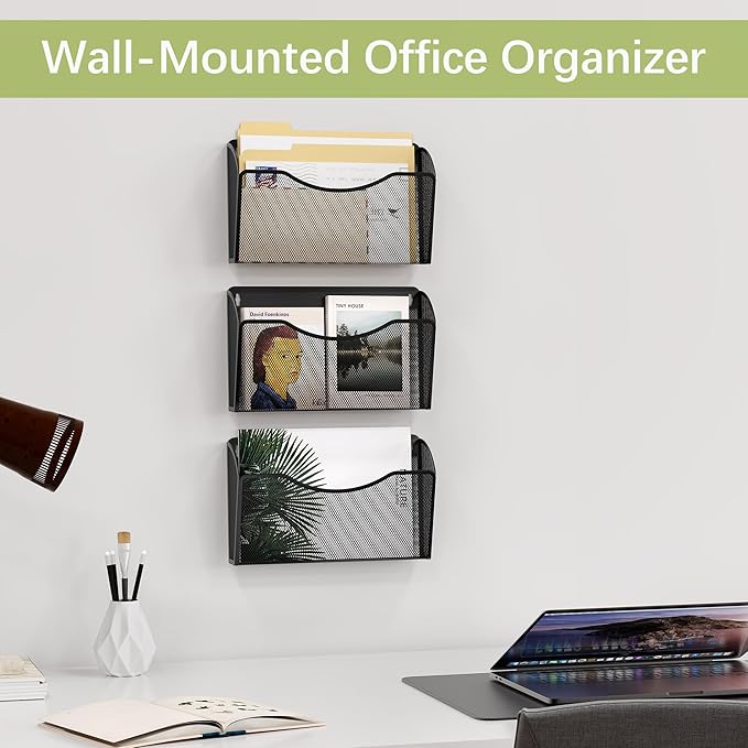 EasyPAG 3 Single Pocket Wall File Organizer, Mesh Hanging File Folder Organizer - Image 3