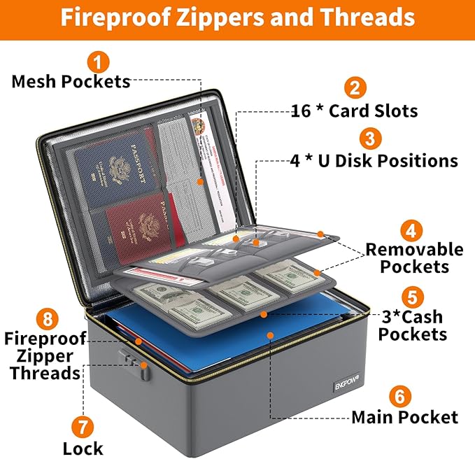 ENGPOW Fireproof Document Box, Hard Case File Box - Image 9