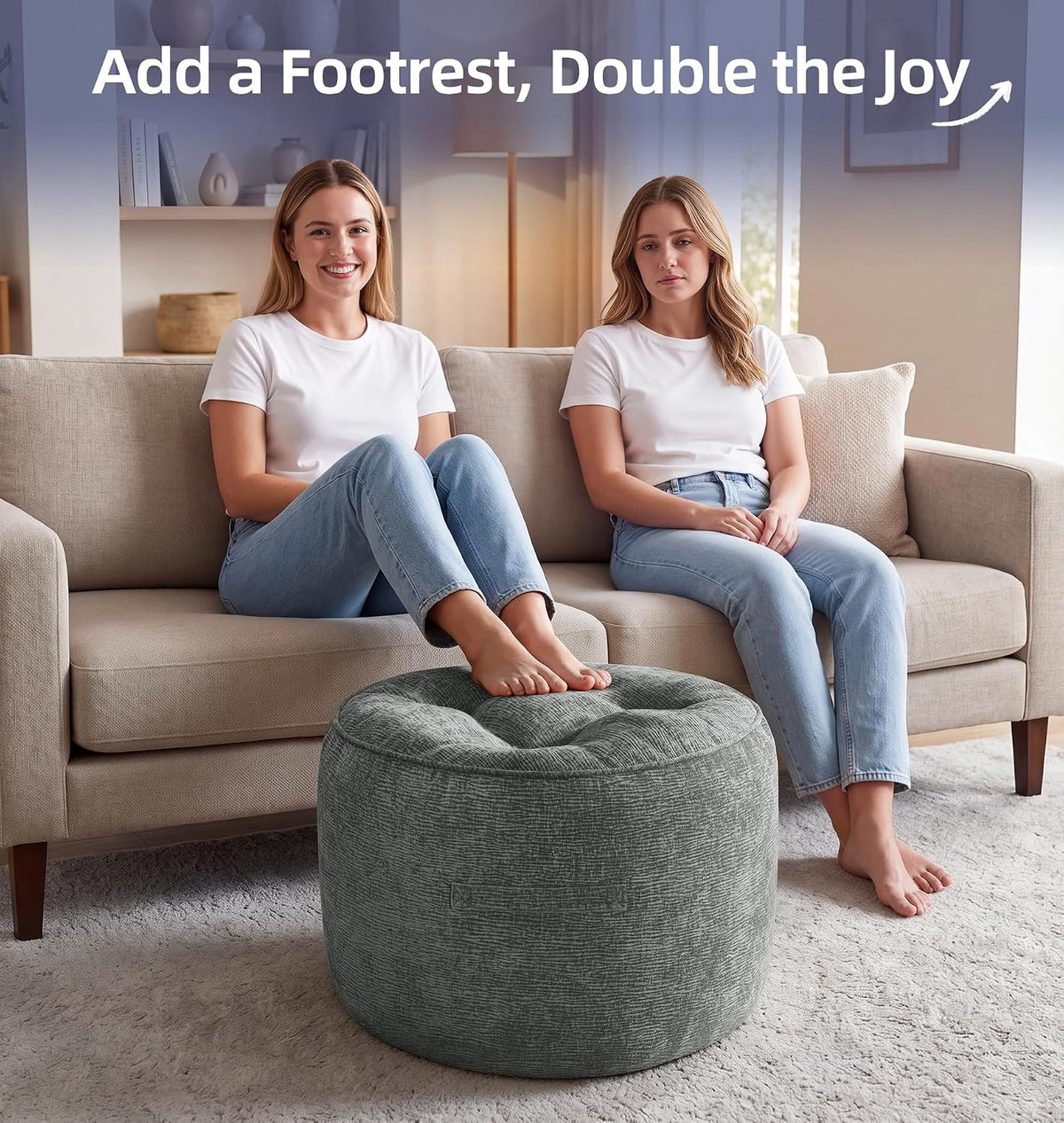 Hobestluk Round Oversized Ottoman Foot Leg Rest Under Desk for Couch