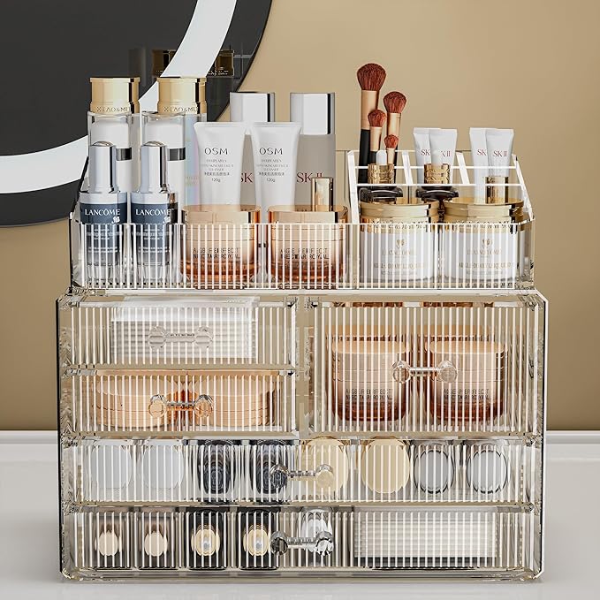 ZHIAI Stackable Storage Drawers, Acrylic Bathroom Counter Organizer Clear - Image 3