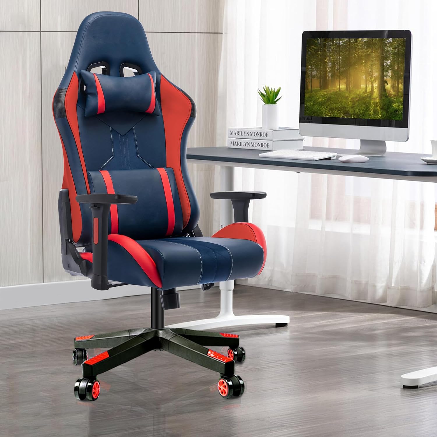 Frassie Height Adjustable Gaming Chair Armrest Pair Boss Chair Arms Set Replacement (Red)