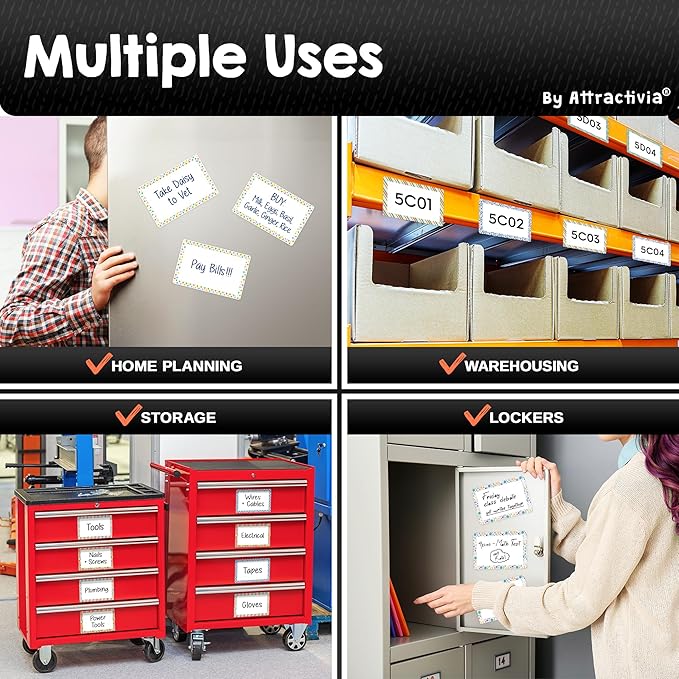 Attractivia Dry Erase Magnetic Labels 5.6 x 3.7 in, Pattern Borders, Large Dry - Image 4