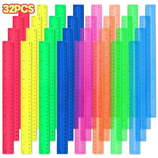 12 Inch Plastic Rulers, 32 Pack Assorted Colors Transparent Ruler Bulk - Image 8