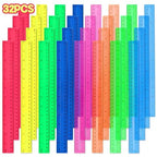 12 Inch Plastic Rulers, 32 Pack Assorted Colors Transparent Ruler Bulk - Image 8