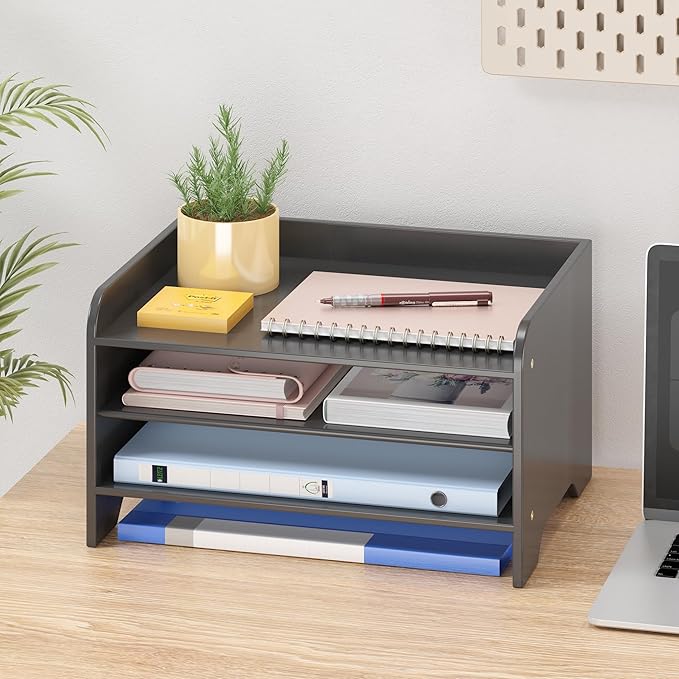 Wisuce Essentials Bamboo Desk Organizer Mail Holder Countertop Letter Tray Wood by Unknown
