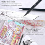 ARTEZA Inkonic Fineliners Pens, 0.4 mm Fine Tip Markers, Water-Based Art Pens - Image 4