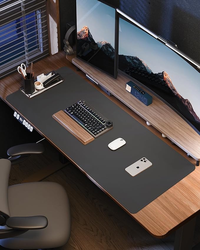 Leather Desk Pad Protector- 48" x 17" Office Desk Mat, Non-Slip PU Leather - Image 6