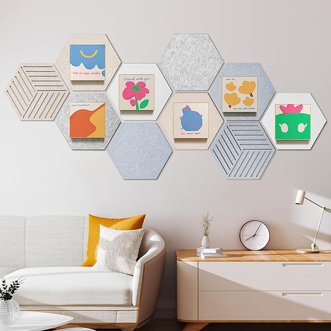 12'' Medium Hexagon Cork-Bulletin Board Tiles Adhesive 10PCS 12x10 inch - Image 10