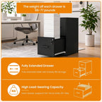 2 Drawer File Cabinet with Lock, Metal Vertical File Cabinets for Home Office, Office Furniture for Organization Hanging Legal/Letter/A4, Office File Cabinet Storage Cabinet, Require Assembly, Black | Black Steel Locking Vertical File Cabinet, Hanging