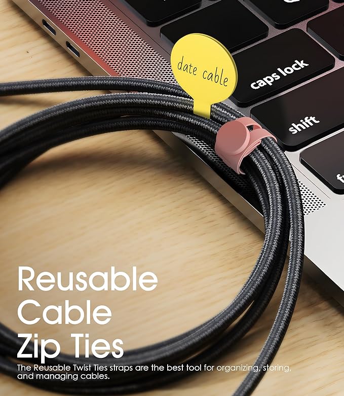 32Pcs Nearockle Cable Labels and Silicone Cable Ties Value Cable Management Set - Image 6