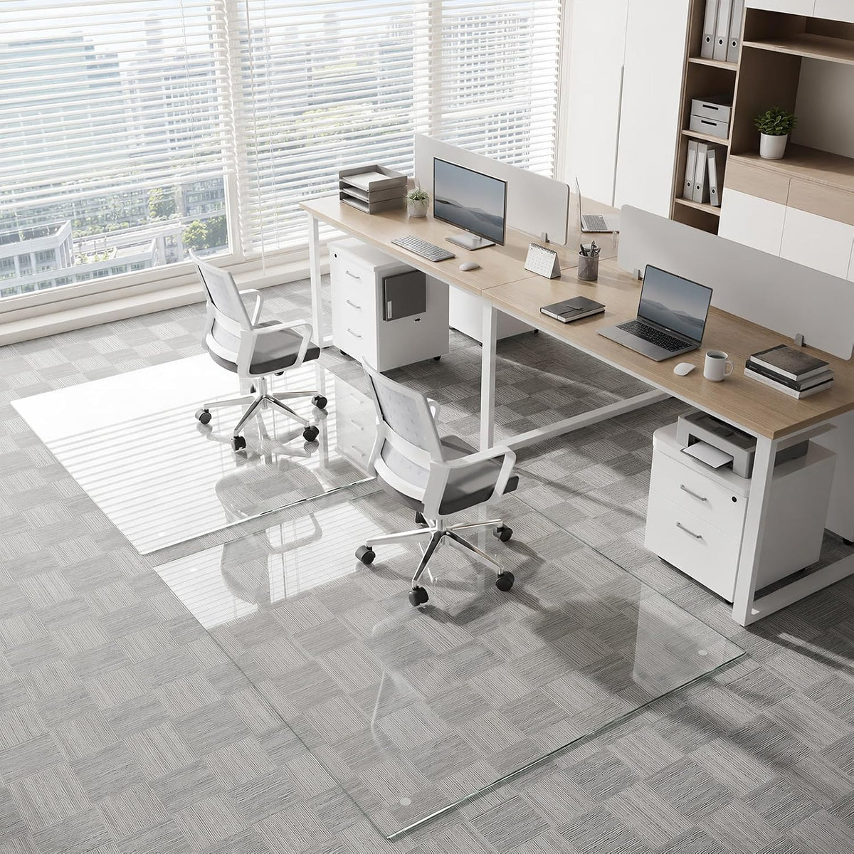 Tempered Glass Chair Mat for Carpet, 30"x48" Clear Floor Mat