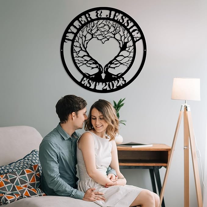 Personalized Valentines Day Metal Wall Sign, Custom Infinity Heart Love Couple - Image 3