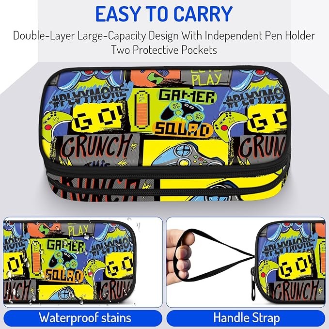 Fitvc Large Pencil Case for Boys, Gamer Boys Pencil Pouch for Kids Teens School - Image 3