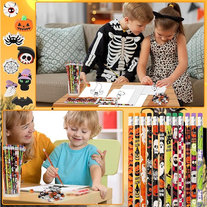 JULMELON 72PCS Halloween Party Favors Set, Wooden Pencils - Image 5