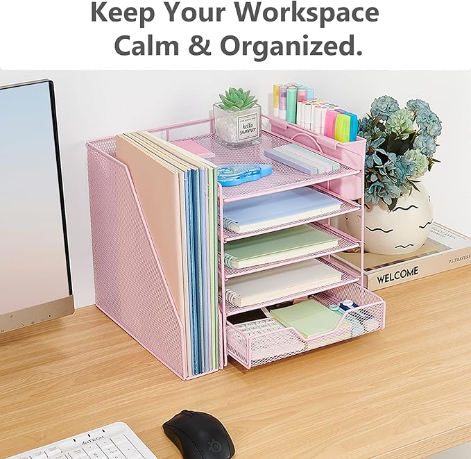 Gugsey Desk Organizer, 5-Tier Paper Letter Tray Organizer - Image 5