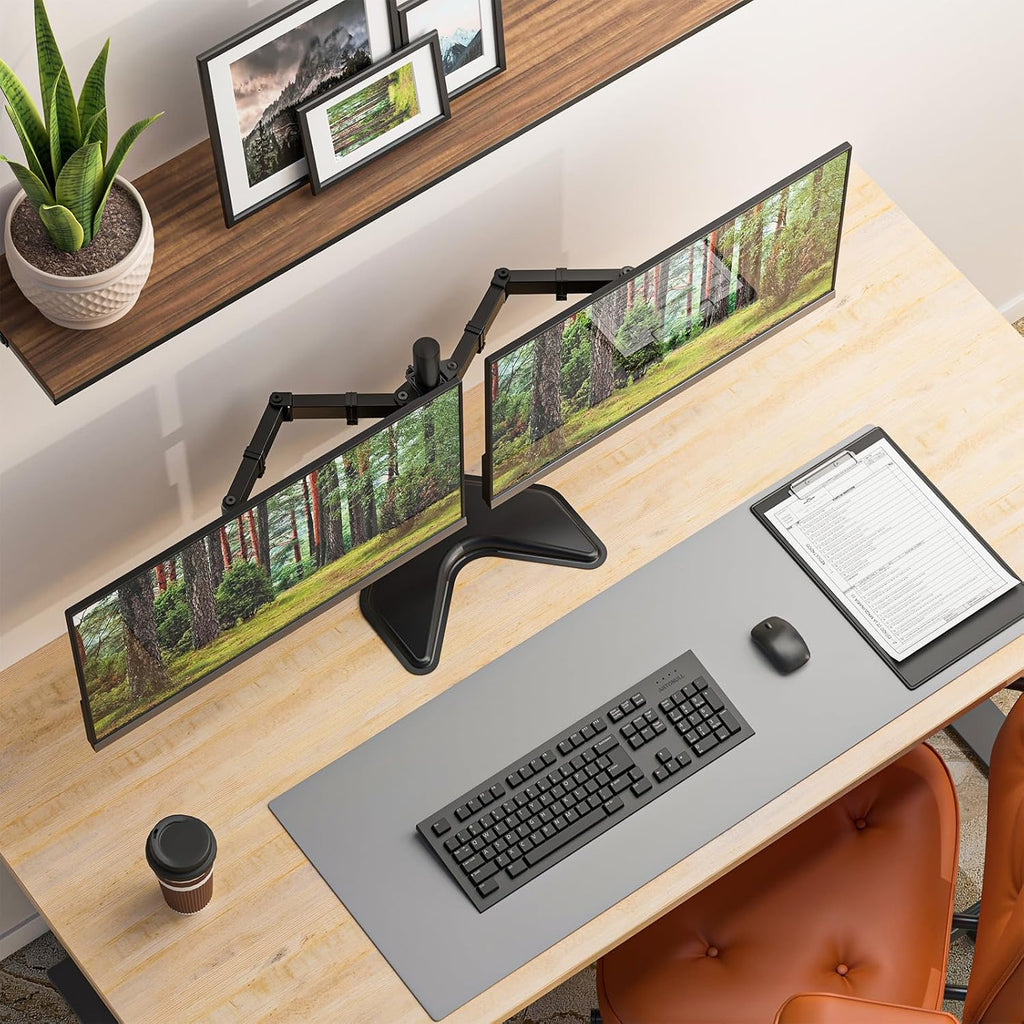 wali freestanding dual monitor stand for 13-27 inch, close-up detail