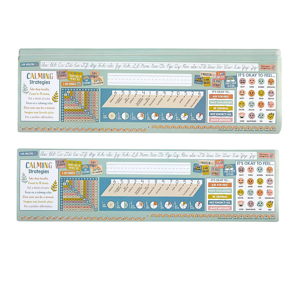 Really Good Stuff Boho Self-Adhesive Vinyl Desktop Helpers, Set of 24