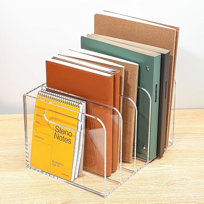 AIDIMOO Acrylic Magazine File Holder, 5 Vertical Compartments Desk Document - Image 6