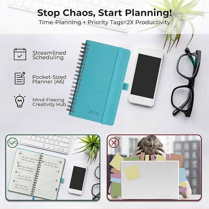 IN-LUXPRO Planner 2026 Daily Weekly and Monthly, 6.5"x3.75", 12 Months Spiral - Image 8