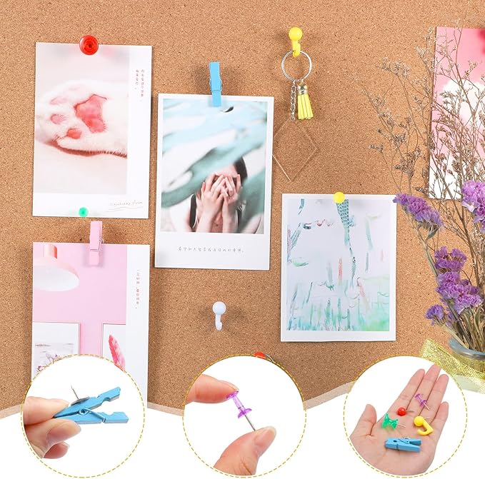 200 Pieces Push Pins Set, Thumb Tacks Multicolor Pushpin Clips Decorative Push - Image 3