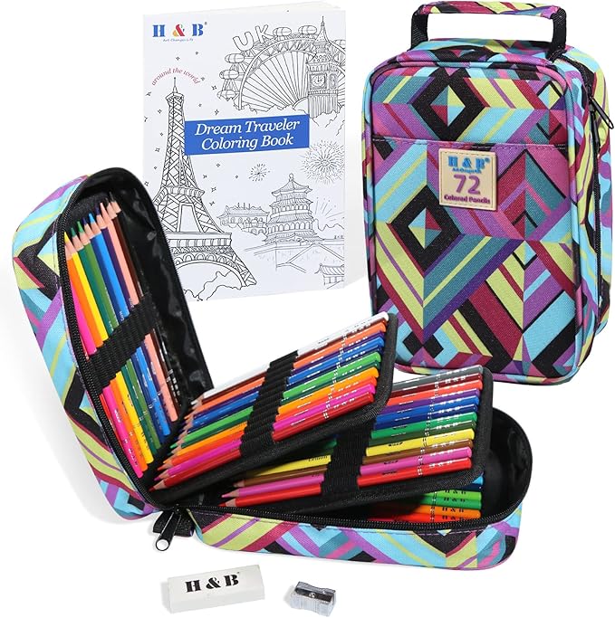H & B 72 Colored Pencils Set, Art Pencil Kit by HB