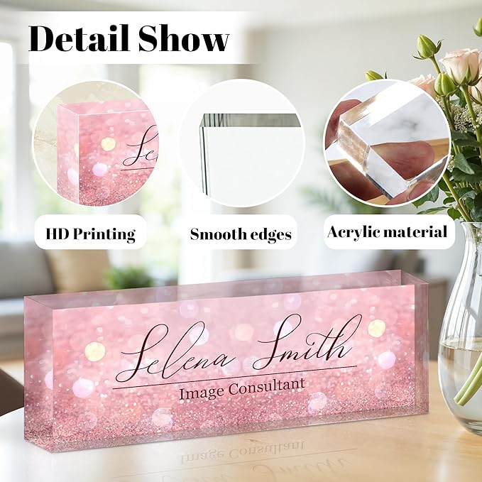 Personalized Name Plate for Desk, Custom Acrylic Desk Name Sign, Office - Image 2