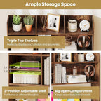 Tangkula Desktop Bookshelf for Computer Up to 32”, 37” Countertop Storage Hutch - Image 7