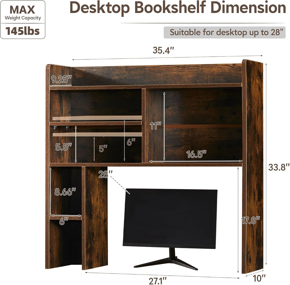 OFCASA Desktop Bookshelf, Countertop Storage Hutch with 7 Shelves for Compute...
