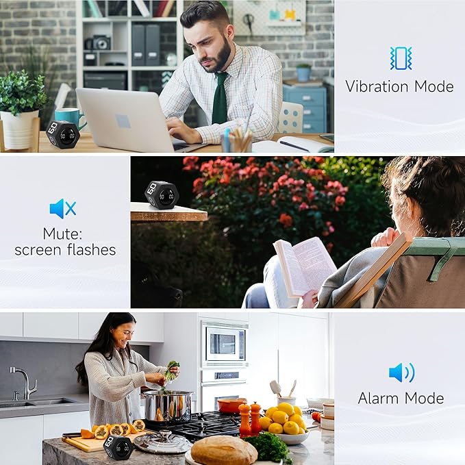 Exlliy Productivity Timer 1, 60 Minutes Preset, Desk Cube Timer - Image 6