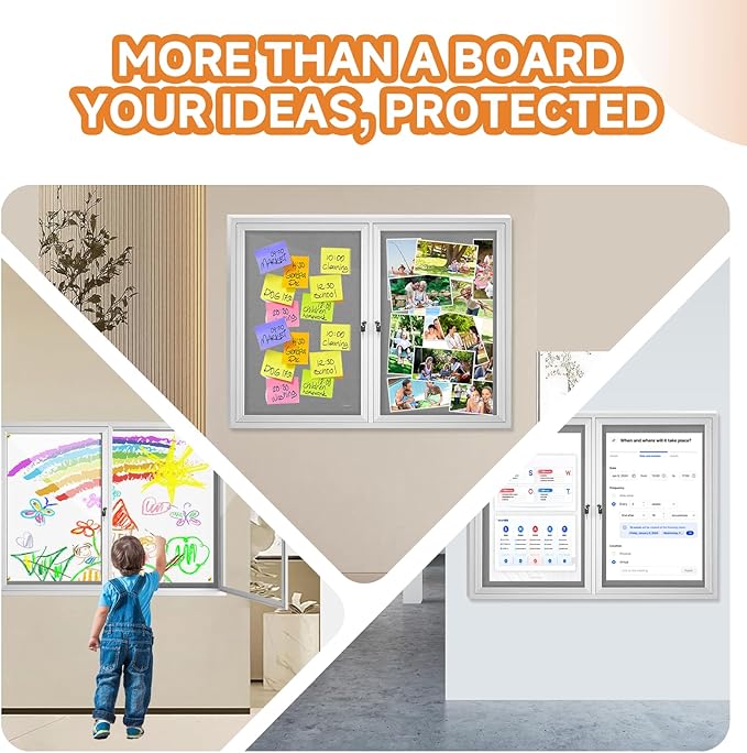 Enclosed Bulletin Board with Locking Door, Outdoor Bulletin Board Weatherproof - Image 5