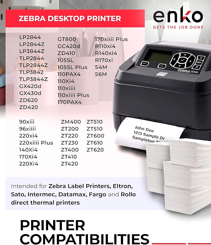 enKo 1 Stack/2000 Labels 4" x 6" Fanfold Direct Thermal Label Compatible - Image 3