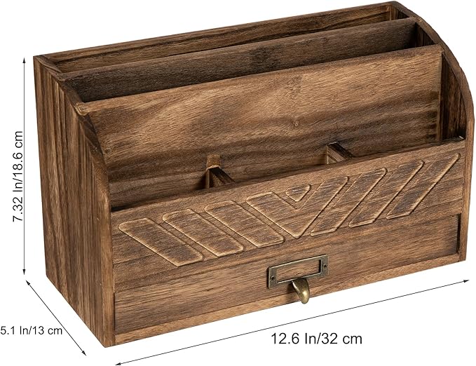 VERGOODR Solid Wooden Desk Drawer Organizer Desktop File Sorter, Desktop Mail - Image 5