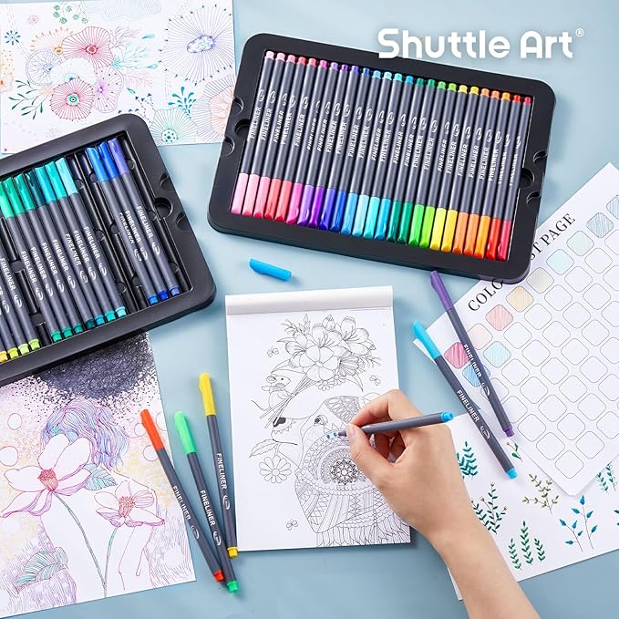 Shuttle Art Fineliner Pens, 100 Colors 0.38mm Fineliner Color Pen Set Fine Line - Image 4