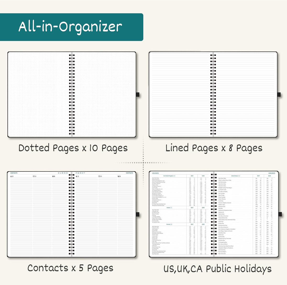 BEZEND Monthly Planner 2027-2028, 2-Year Calendar (8.5"x11") 120GSM...