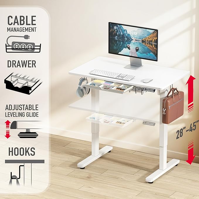 SHW 40-Inch Electric Height Adjustable Standing Desk - Image 3