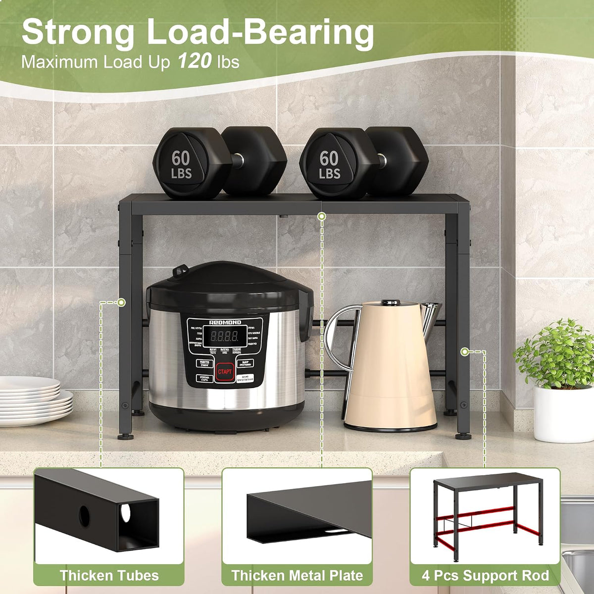 Expandable-Metal-Storage-Shelves-For-Pantry Kitchen Garage, 120lbs Heavy Duty...