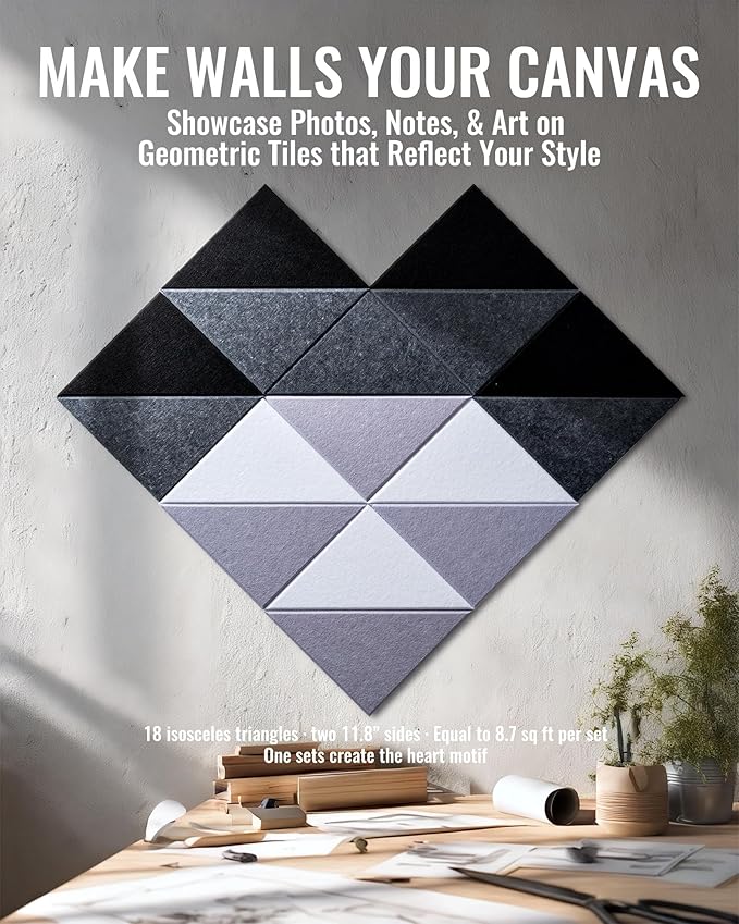 PebblingQ Felt Wall Tiles Bulletin Board, Modular Decorative Panels - Image 6