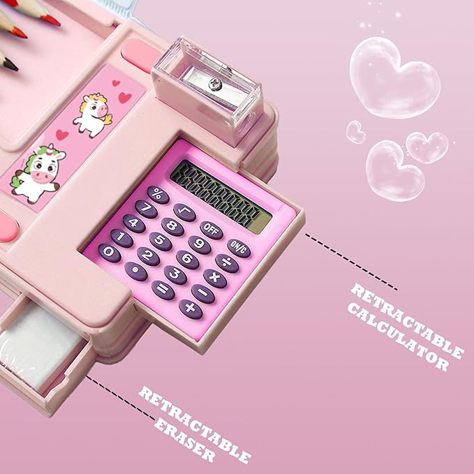 Pop Up Multifunction Pencil Case, Cute Cartoon Pen Box Organizer Stationery - Image 3