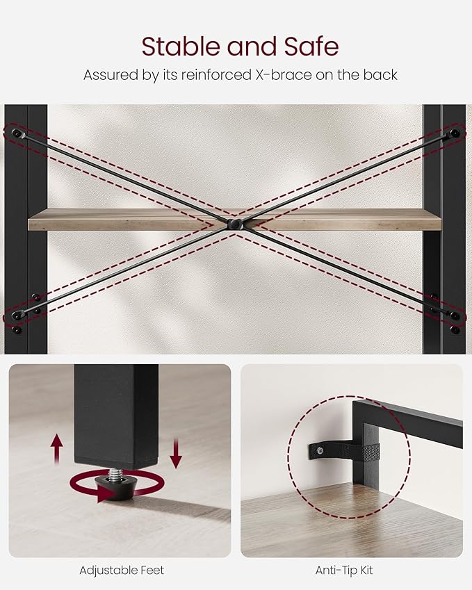 VASAGLE 4-Tier Bookshelf, Bookcase - Image 4