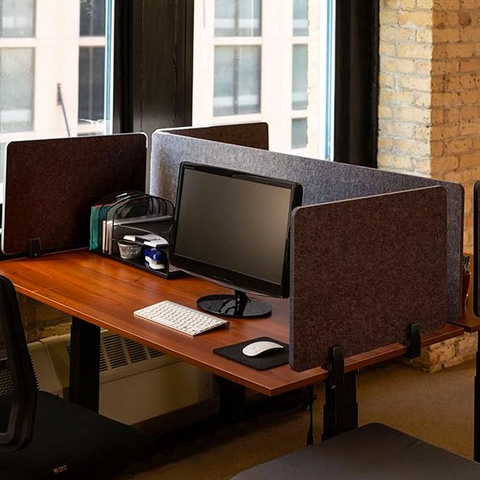 Stand Up Desk Store ReFocus Raw Clamp-On Acoustic Desk Divider Mounted Privacy - Image 3