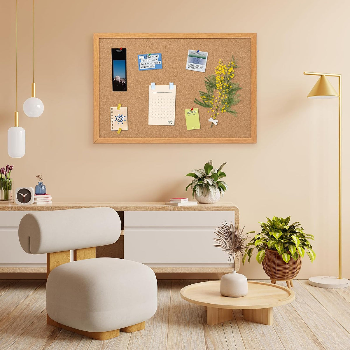 2 Pack Cork Bulletin Board 24 x 36, Wood Framed Corkboard for Wall