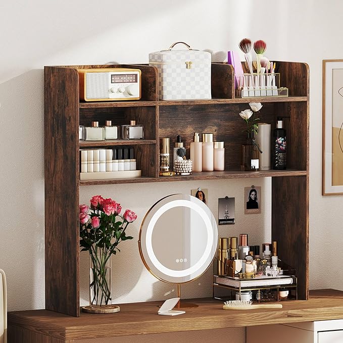 Tangkula Desktop Bookshelf for Computer Up to 32”, 37” Countertop Storage Hutch - Image 5