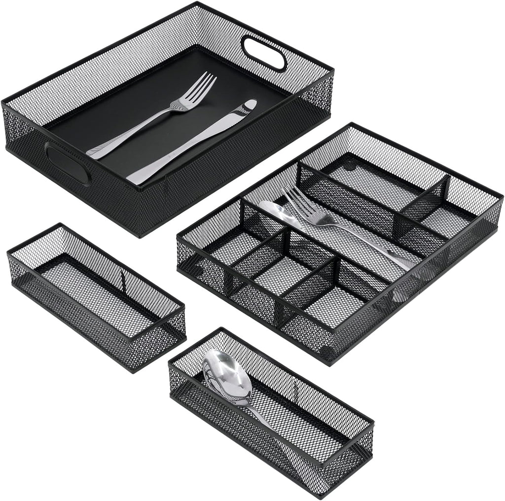 neudeco desk drawer organizer, 4 pack metal mesh, view 9
